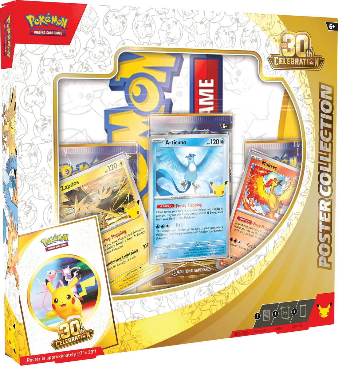 Poster Collection del set Celebracion 30 Aniversario con los Pikachu del 30 aniversario de Pokemon TCG