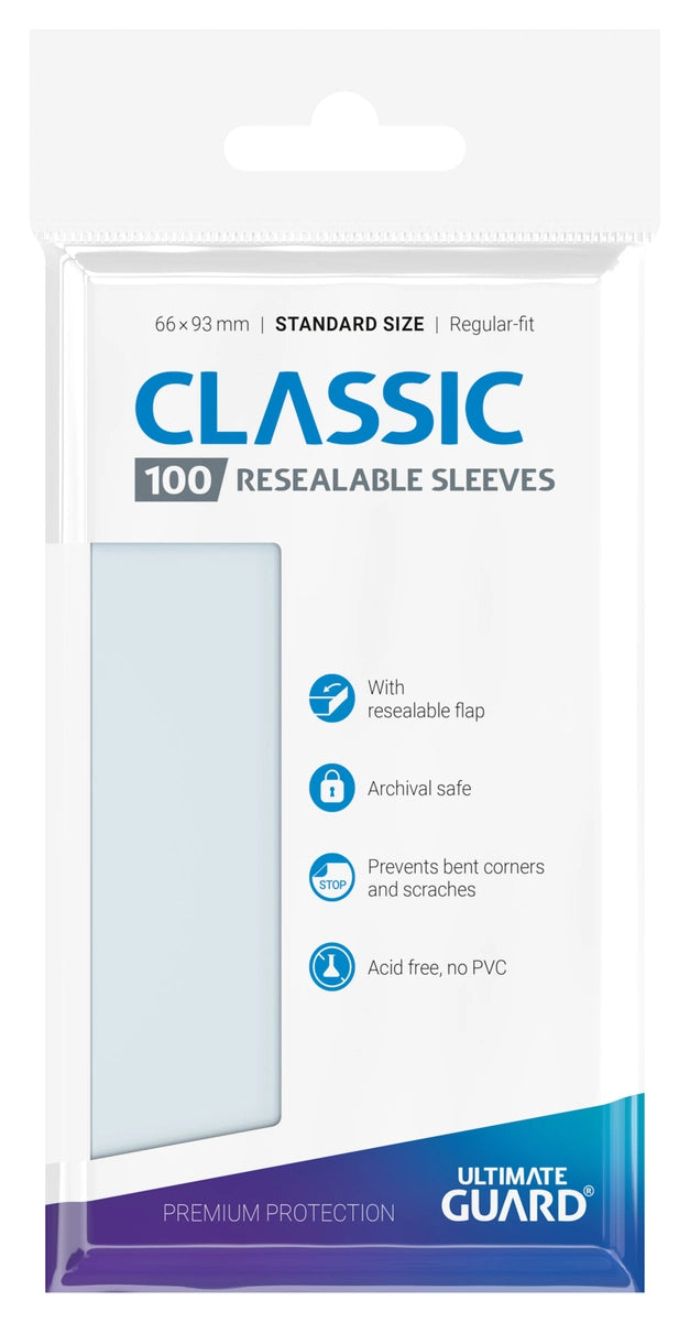 Ultimate Guard Classic Sleeves resellables, pack de 100 fundas con solapa
