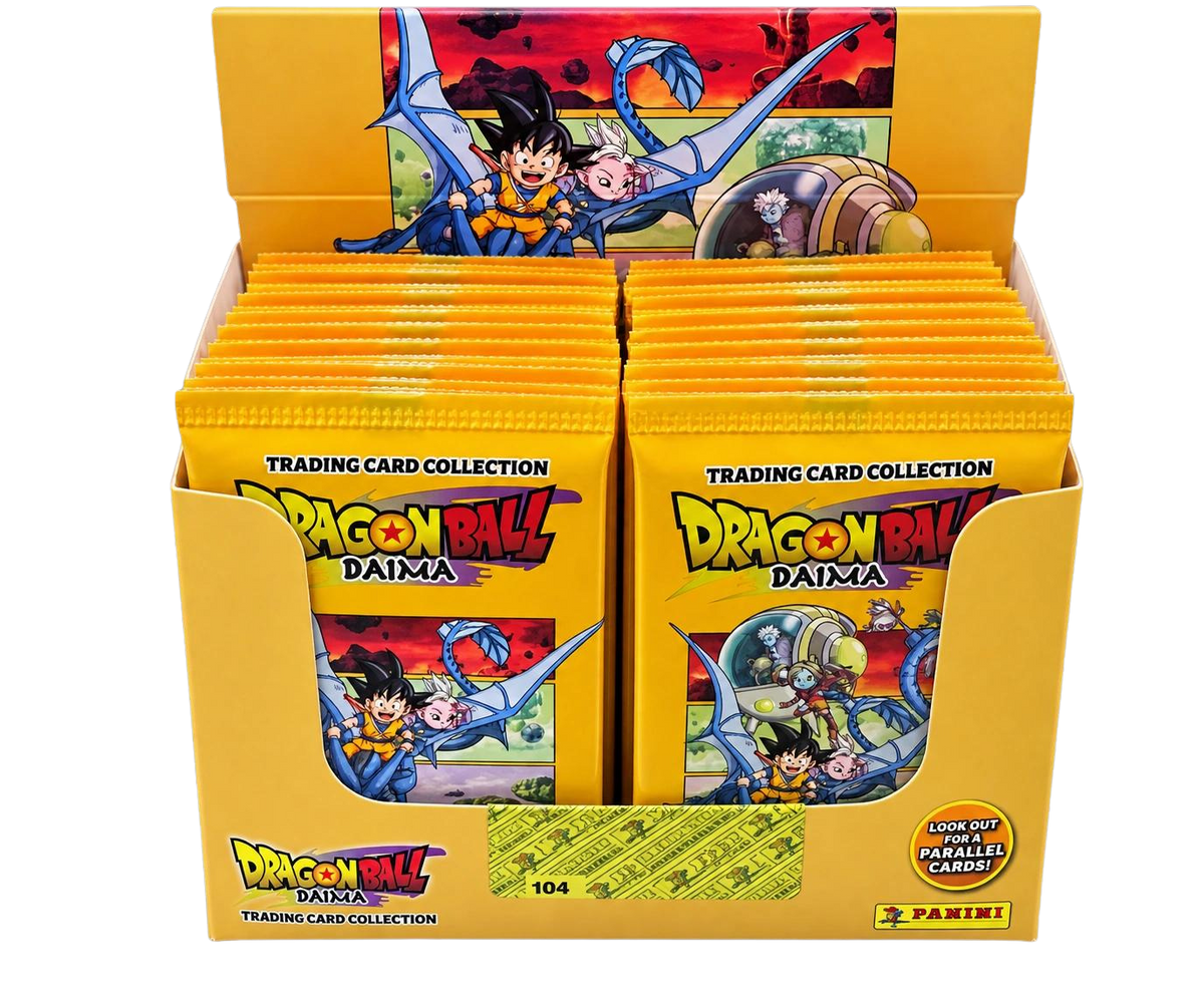 Caja de 50 Sobres Dragon Ball Daima Panini - caja abierta con los sobres