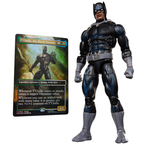 Figura Black Panther Marvel Legends con la carta de Magic T'Challa, the Black Panther