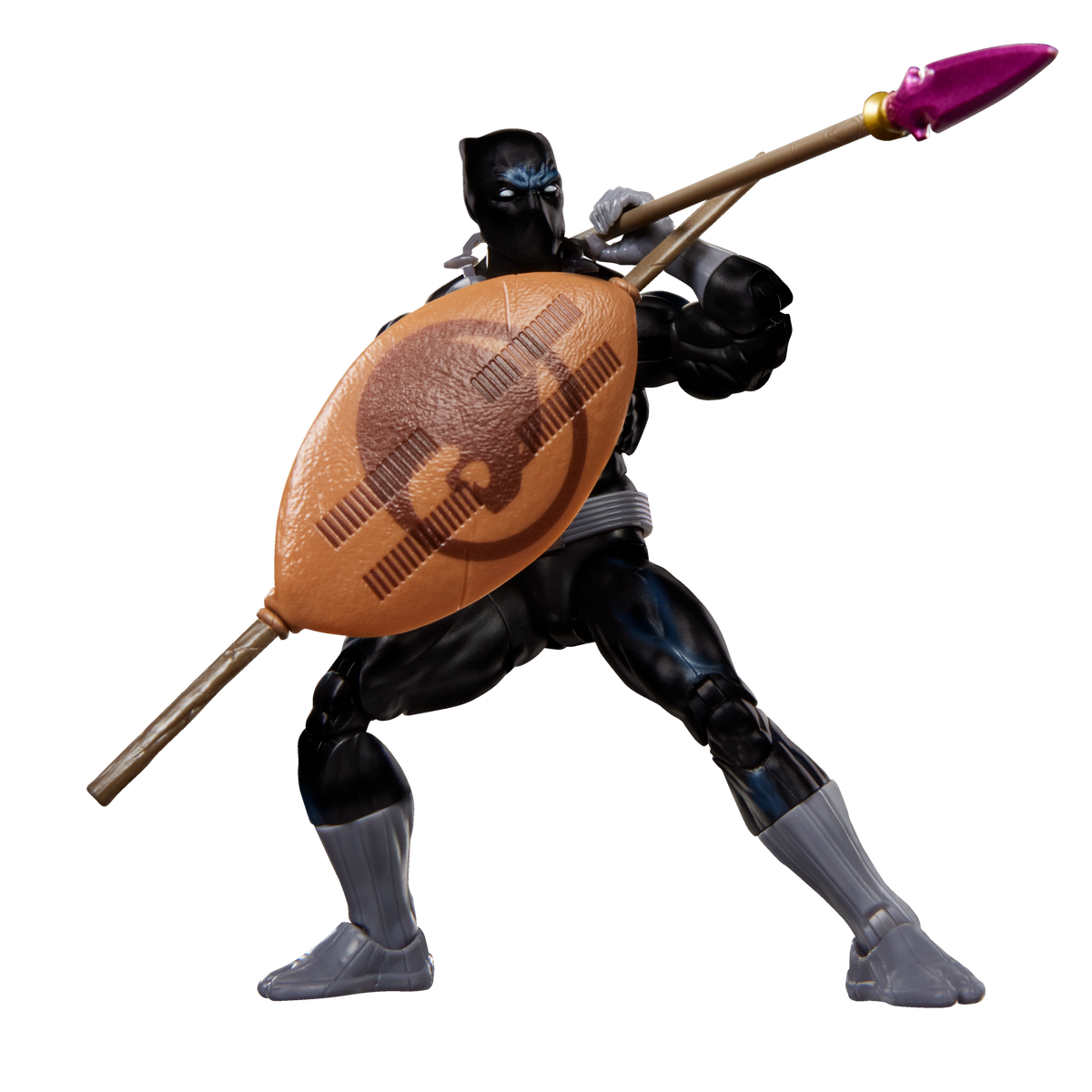 Black Panther Marvel Legends con lanza de vibranium y escudo