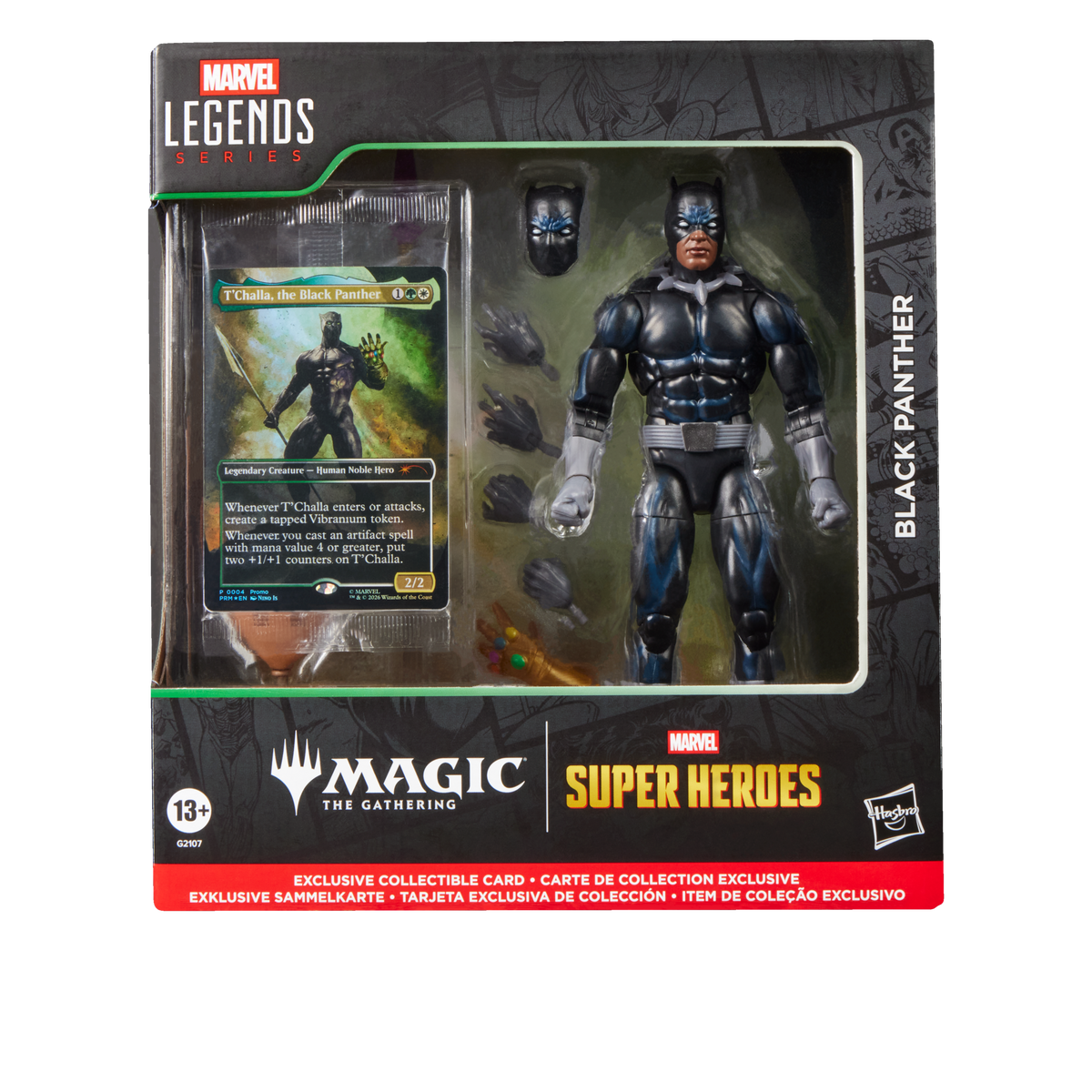 Caja de la figura Black Panther Marvel Legends x Magic: The Gathering