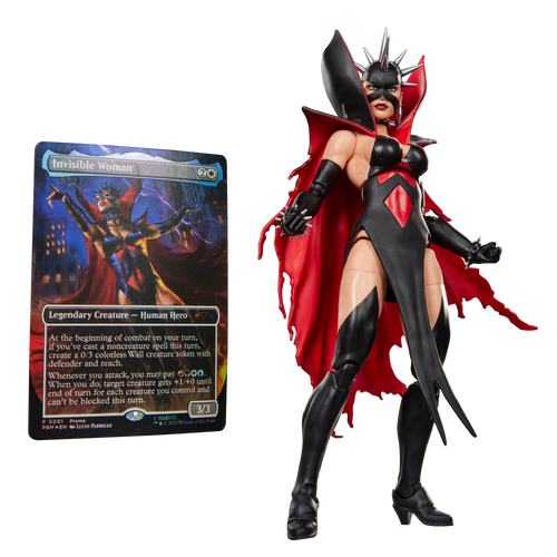 Figura Malice Sue Storm Marvel Legends con la carta de Magic Invisible Woman