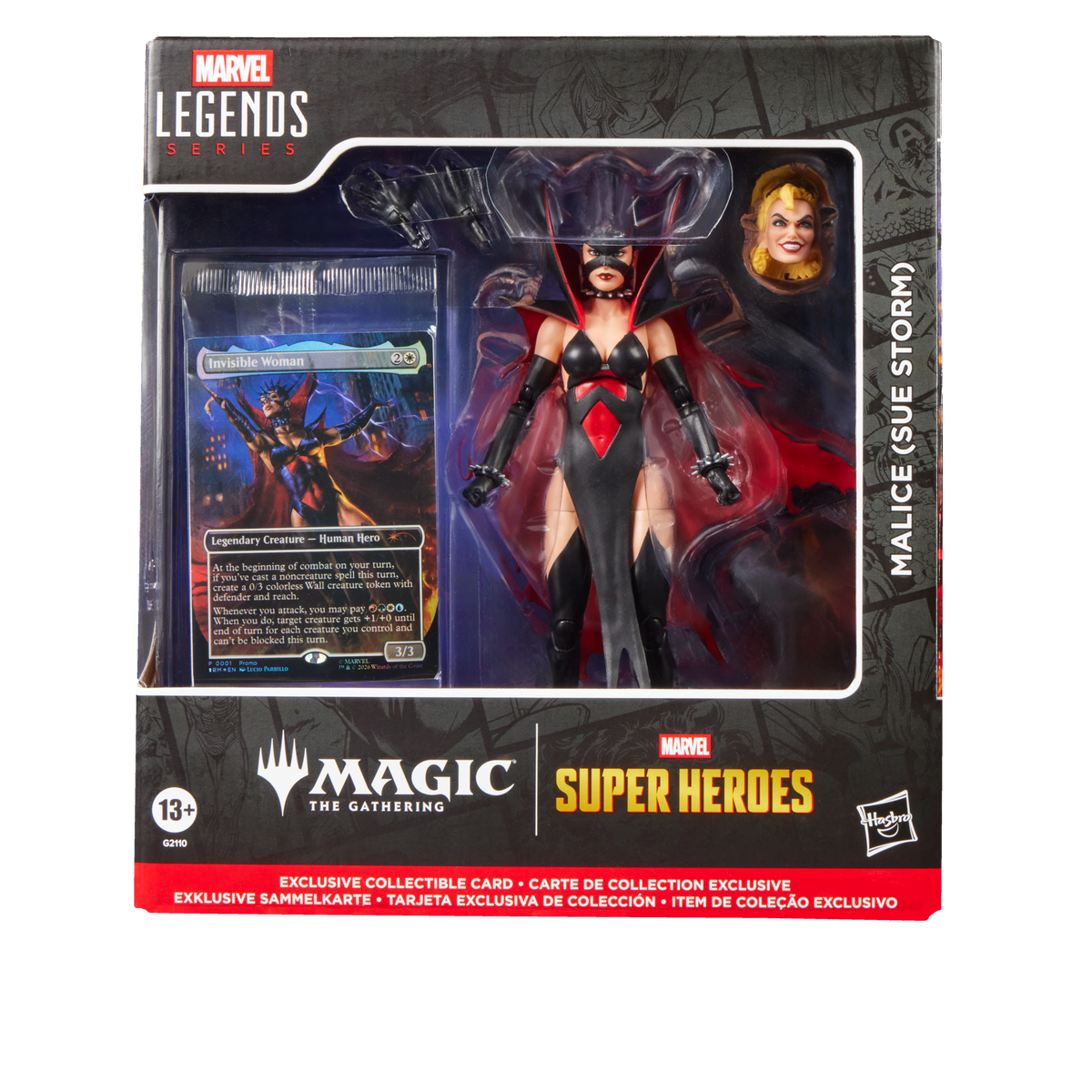 Caja de la figura Malice Marvel Legends x Magic: The Gathering